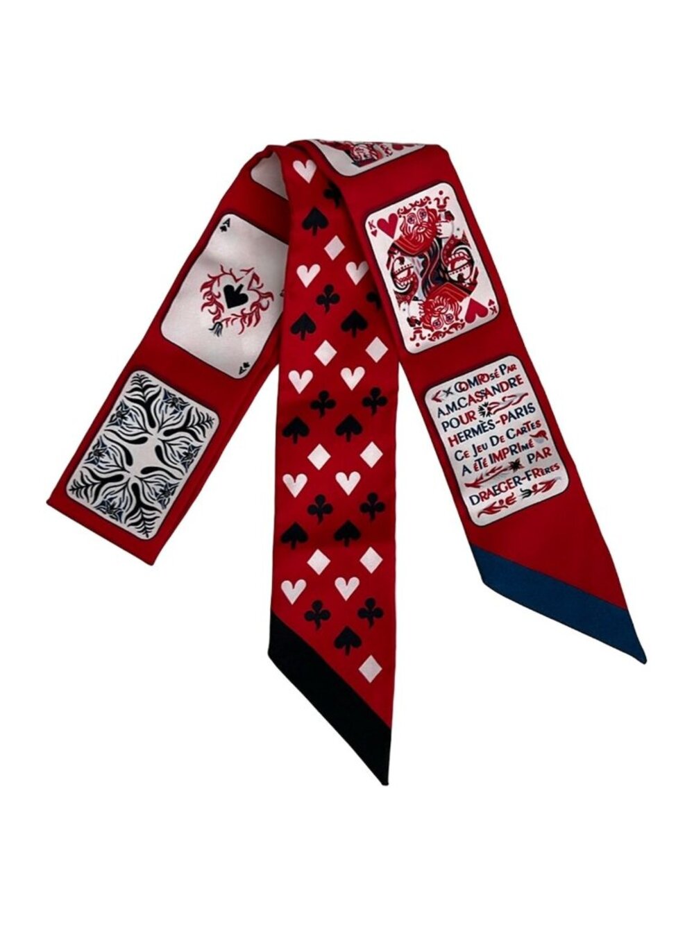 Hermes Scarf Twilly Red White Multi Jeu de Cartes Playing Cards